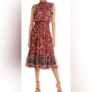 Aqua Red and Cream Ruffled Tiered Sundress